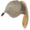 imageCC Ponycap Messy High Bun Ponytail Adjustable Mesh Trucker Baseball Cap HatDistressed Beige