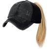 imageCC Ponycap Messy High Bun Ponytail Adjustable Mesh Trucker Baseball Cap HatDistressed Black