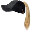 imageCC Ponycap Messy High Bun Ponytail Adjustable Mesh Trucker Baseball Cap HatDistressed Black