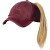 imageCC Ponycap Messy High Bun Ponytail Adjustable Mesh Trucker Baseball Cap HatDistressed Burgundy