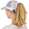 imageCC Ponycap Messy High Bun Ponytail Adjustable Mesh Trucker Baseball Cap HatDistressed Camo White