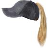imageCC Ponycap Messy High Bun Ponytail Adjustable Mesh Trucker Baseball Cap HatDistressed Gray