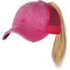 imageCC Ponycap Messy High Bun Ponytail Adjustable Mesh Trucker Baseball Cap HatDistressed Hot Pink