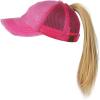 imageCC Ponycap Messy High Bun Ponytail Adjustable Mesh Trucker Baseball Cap HatDistressed Hot Pink