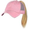 imageCC Ponycap Messy High Bun Ponytail Adjustable Mesh Trucker Baseball Cap HatDistressed Light Pink