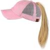 imageCC Ponycap Messy High Bun Ponytail Adjustable Mesh Trucker Baseball Cap HatDistressed Light Pink
