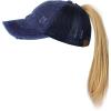 imageCC Ponycap Messy High Bun Ponytail Adjustable Mesh Trucker Baseball Cap HatDistressed Navy
