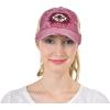 imageCC Ponycap Messy High Bun Ponytail Adjustable Mesh Trucker Baseball Cap HatDistressed Patch  Burgundy