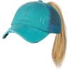 imageCC Ponycap Messy High Bun Ponytail Adjustable Mesh Trucker Baseball Cap HatDistressed Turquoise