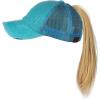 imageCC Ponycap Messy High Bun Ponytail Adjustable Mesh Trucker Baseball Cap HatDistressed Turquoise