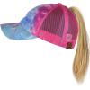imageCC Ponycap Messy High Bun Ponytail Adjustable Mesh Trucker Baseball Cap HatDye Hot Pink