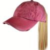 imageCC Ponycap Messy High Bun Ponytail Adjustable Mesh Trucker Baseball Cap HatLadder Berry