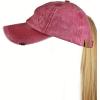 imageCC Ponycap Messy High Bun Ponytail Adjustable Mesh Trucker Baseball Cap HatLadder Berry