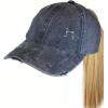 imageCC Ponycap Messy High Bun Ponytail Adjustable Mesh Trucker Baseball Cap HatLadder Navy