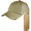 imageCC Ponycap Messy High Bun Ponytail Adjustable Mesh Trucker Baseball Cap HatLadder Olive