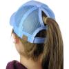 imageCC Ponycap Messy High Bun Ponytail Adjustable Mesh Trucker Baseball Cap HatLight Blue