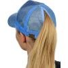 imageCC Ponycap Messy High Bun Ponytail Adjustable Mesh Trucker Baseball Cap HatLight Blue