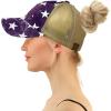 imageCC Ponycap Messy High Bun Ponytail Adjustable Mesh Trucker Baseball Cap HatPatch Usa Stars Purple