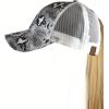 imageCC Ponycap Messy High Bun Ponytail Adjustable Mesh Trucker Baseball Cap HatSnake Print BlackWhite