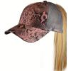 imageCC Ponycap Messy High Bun Ponytail Adjustable Mesh Trucker Baseball Cap HatSnake Print Rose