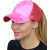 imageCC Ponycap Messy High Bun Ponytail Adjustable Mesh Trucker Baseball Cap HatTie Dye Hot Pink