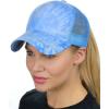 imageCC Ponycap Messy High Bun Ponytail Adjustable Mesh Trucker Baseball Cap HatTie Dye Light Blue
