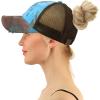 imageCC Ponycap Messy High Bun Ponytail Adjustable Mesh Trucker Baseball Cap HatTie Dye Mesh Brown