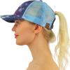 imageCC Ponycap Messy High Bun Ponytail Adjustable Mesh Trucker Baseball Cap HatTie Dye Navy