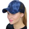 imageCC Ponycap Messy High Bun Ponytail Adjustable Mesh Trucker Baseball Cap HatTie Dye Navy