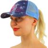 imageCC Ponycap Messy High Bun Ponytail Adjustable Mesh Trucker Baseball Cap HatTie Dye Navy