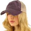 imageCC Ponycap Messy High Bun Ponytail Adjustable Mesh Trucker Baseball Cap HatViolet