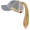 imageCC Ponycap Messy High Bun Ponytail Adjustable Mesh Trucker Baseball Cap HatWashed Grey