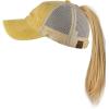 imageCC Ponycap Messy High Bun Ponytail Adjustable Mesh Trucker Baseball Cap HatWashed Mustard