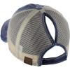 imageCC Ponycap Messy High Bun Ponytail Adjustable Mesh Trucker Baseball Cap HatWashed Navy