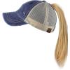imageCC Ponycap Messy High Bun Ponytail Adjustable Mesh Trucker Baseball Cap HatWashed Navy