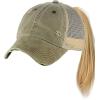 imageCC Ponycap Messy High Bun Ponytail Adjustable Mesh Trucker Baseball Cap HatWashed Olive