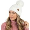 imageCC Beanie Womens Cozy Chenille Pom Hat  Warm Fashionable Soft Touch Winter BeanieWhite  White Pom