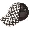 imageCC Ponycap Messy High Bun Ponytail Adjustable Mesh Trucker Baseball Cap HatWhite Checkerboard