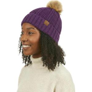imageCC Beanie Womens Cozy Chenille Pom Hat  Warm Fashionable Soft Touch Winter BeaniePurple