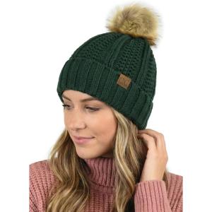 imageCC Beanie Womens Cozy Chenille Pom Hat  Warm Fashionable Soft Touch Winter BeanieTeal Green