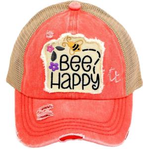 imageCC Ponycap Messy High Bun Ponytail Adjustable Mesh Trucker Baseball Cap HatBee Happy Coral