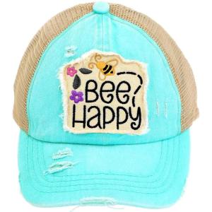 imageCC Ponycap Messy High Bun Ponytail Adjustable Mesh Trucker Baseball Cap HatBee Happy Mint