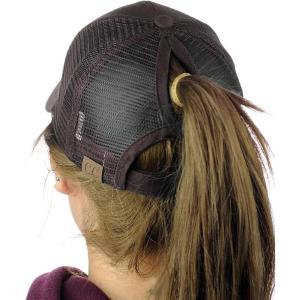 imageCC Ponycap Messy High Bun Ponytail Adjustable Mesh Trucker Baseball Cap HatBrown