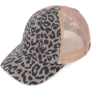 imageCC Ponycap Messy High Bun Ponytail Adjustable Mesh Trucker Baseball Cap HatCheetah Print Gray