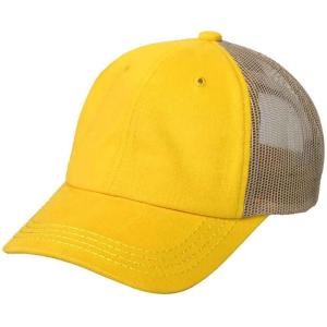 imageCC Ponycap Messy High Bun Ponytail Adjustable Mesh Trucker Baseball Cap HatCotton Brushed Yellow