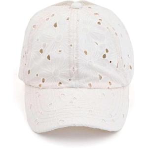 imageCC Ponycap Messy High Bun Ponytail Adjustable Mesh Trucker Baseball Cap HatCotton Eyelet  Beige