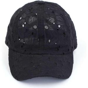 imageCC Ponycap Messy High Bun Ponytail Adjustable Mesh Trucker Baseball Cap HatCotton Eyelet  Black