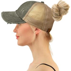 imageCC Ponycap Messy High Bun Ponytail Adjustable Mesh Trucker Baseball Cap HatCriss Cross Charcoal