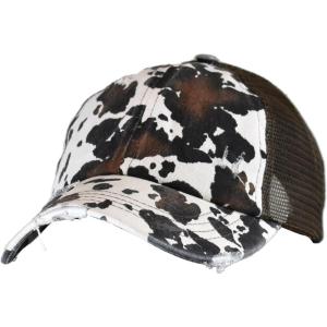 imageCC Ponycap Messy High Bun Ponytail Adjustable Mesh Trucker Baseball Cap HatCriss Cross Leopard Brown