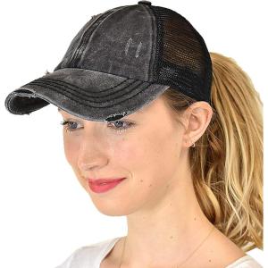 imageCC Ponycap Messy High Bun Ponytail Adjustable Mesh Trucker Baseball Cap HatCriss Cross Mesh Black